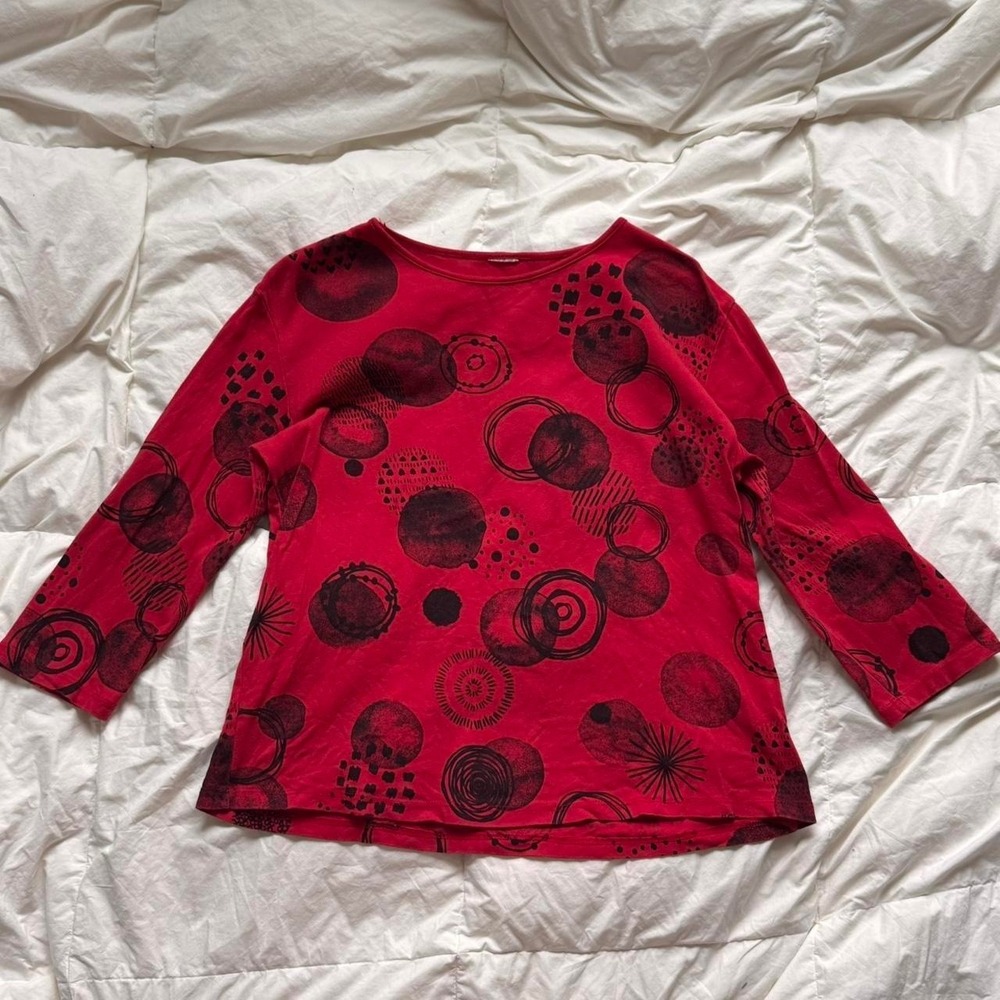 Jess & Jane vintage y2k abstract long sleeve shirt sz L cotton whimsigoth artsy